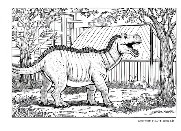 cute coloring book with dinosaur