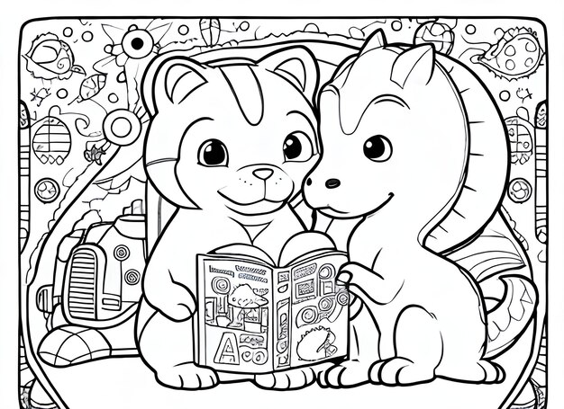 cute coloring book with dinosaur