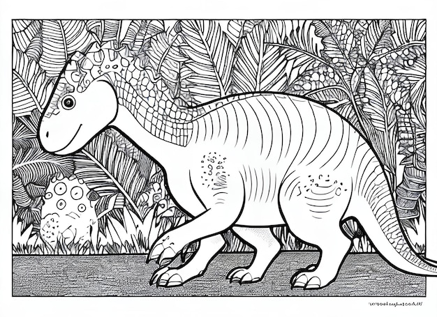 cute coloring book with dinosaur