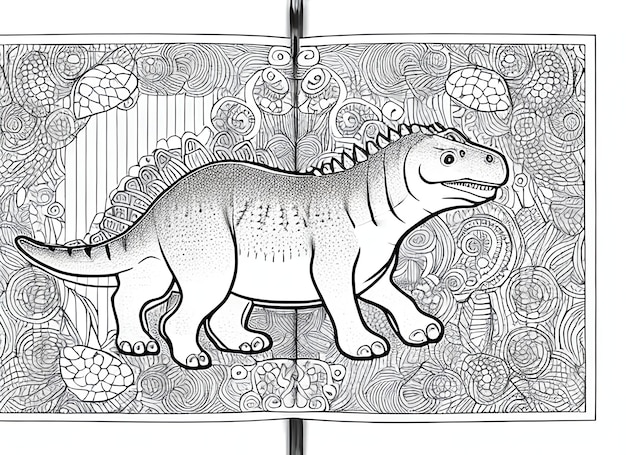 cute coloring book with dinosaur