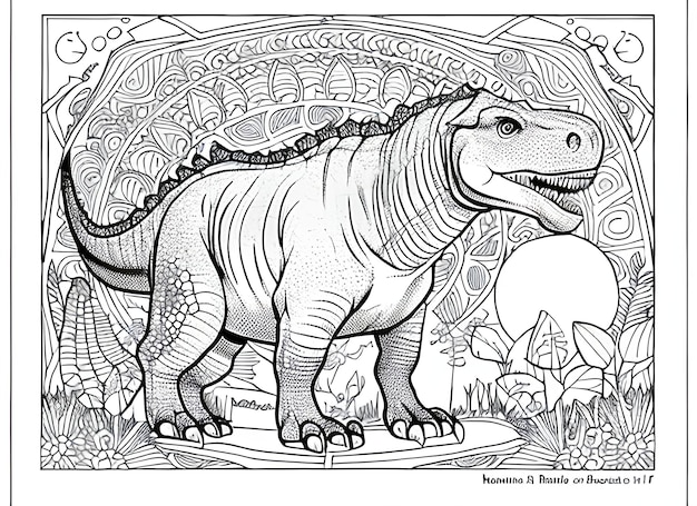 cute coloring book with dinosaur