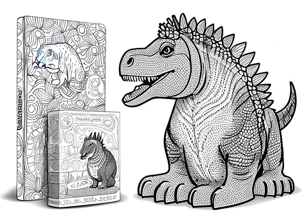 cute coloring book with dinosaur