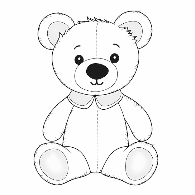 Photo cute coloring for kids with bear outline illustration