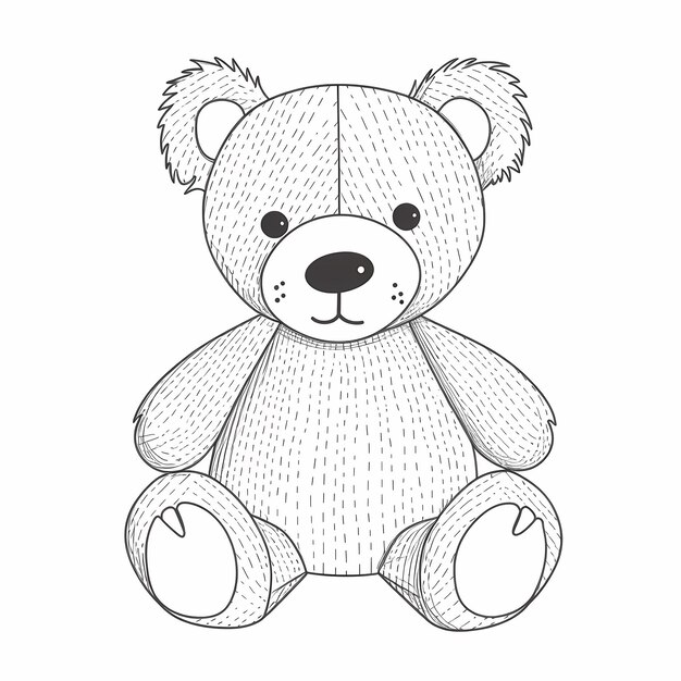 cute coloring for kids with bear outline illustration