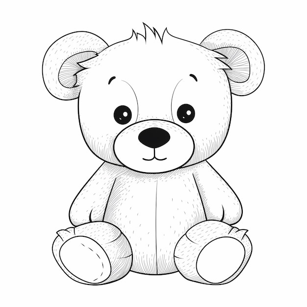 cute coloring for kids with bear outline illustration