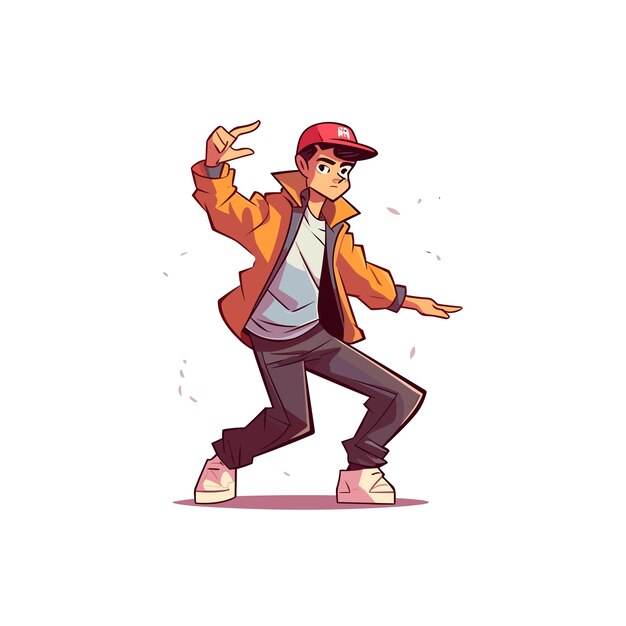 Cute cool boy dabbing pose cartoon vector icon illustration people fashion icon concept isolated