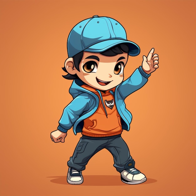 cute cool boy dabbing pose cartoon