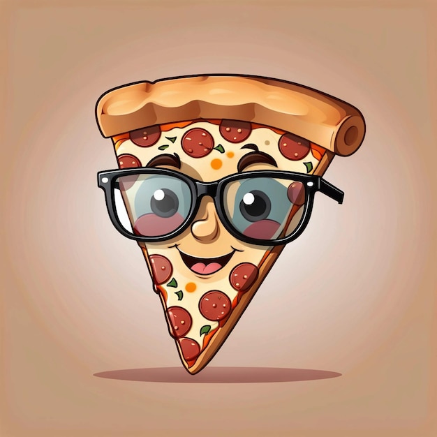 cute cool pizza slice wearing glasses