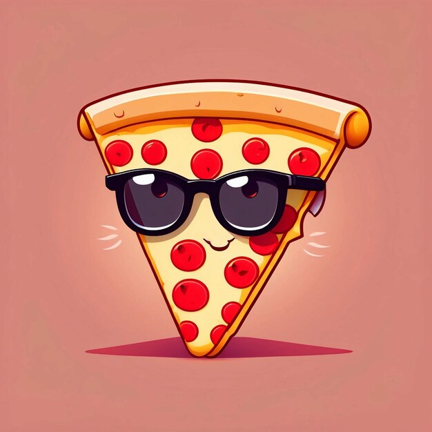 cute cool pizza slice wearing glasses