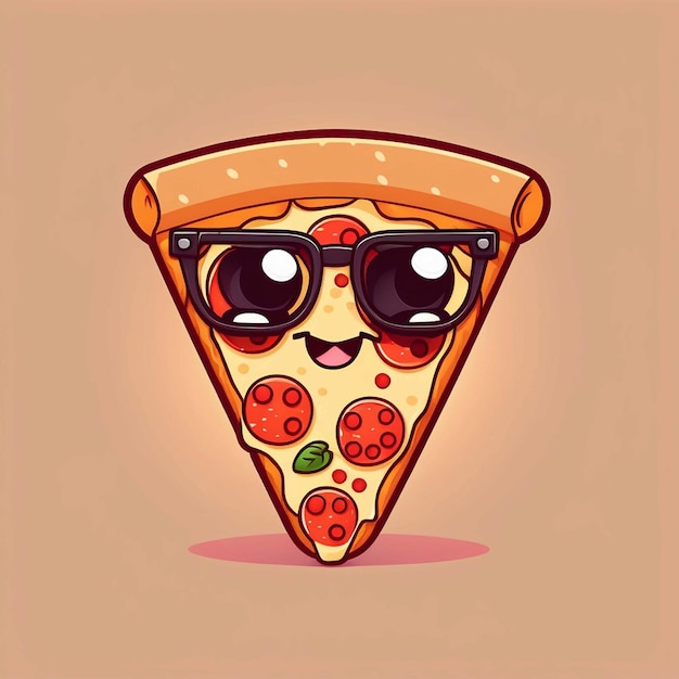 cute cool pizza slice wearing glasses