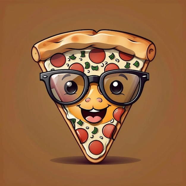 cute cool pizza slice wearing glasses