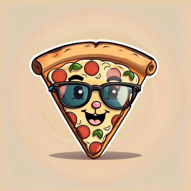 cute cool pizza slice wearing glasses