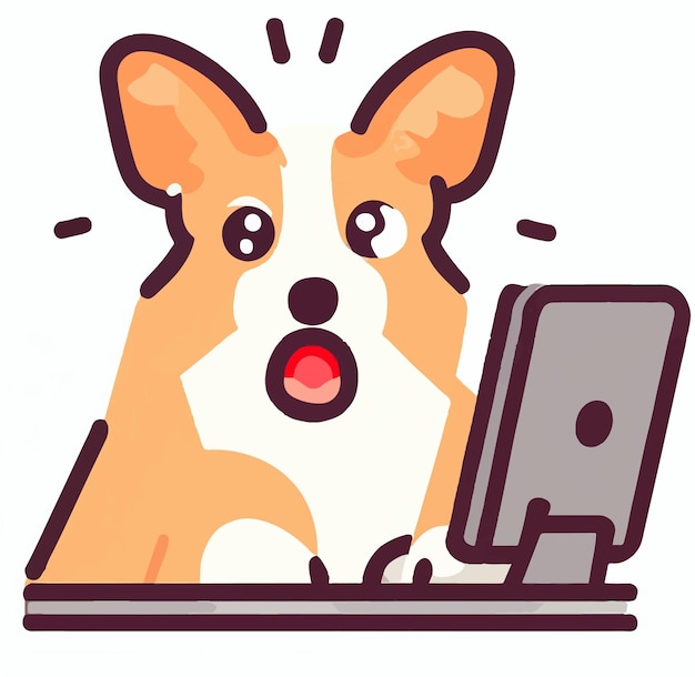 Photo cute corgi dog illustration