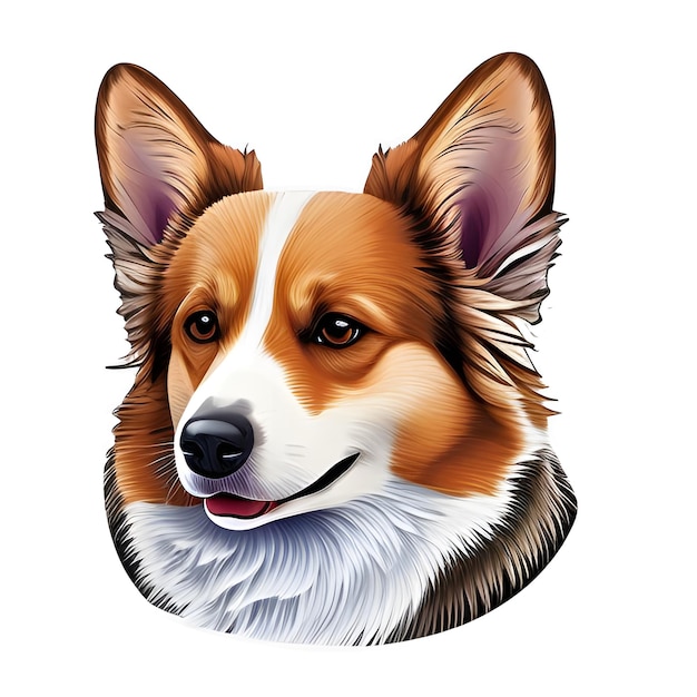 투명 배경에 귀여운 코기 개 스티커 그림 Cartoon Corgi Welsh corgi Generative AI