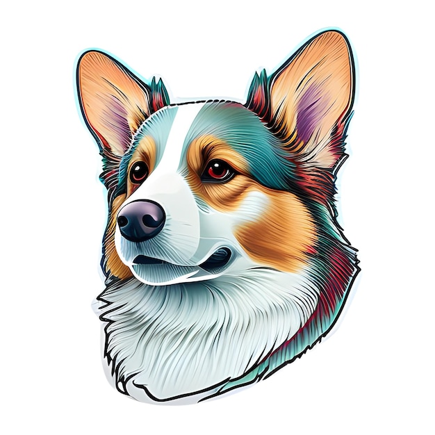 Cute corgi dog sticker illustration on transparent background Cartoon Corgi Welsh corgi Generative AI