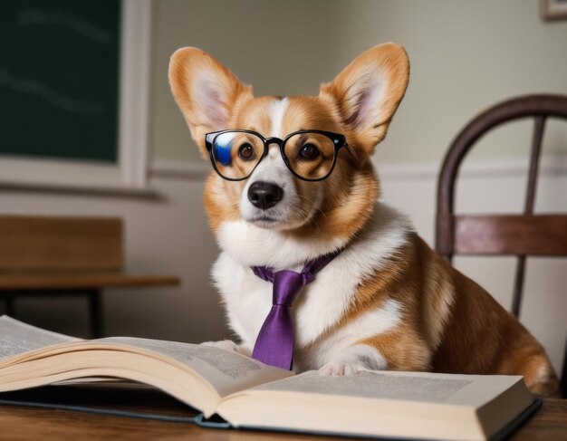 写真 可愛いコルギー犬の先生