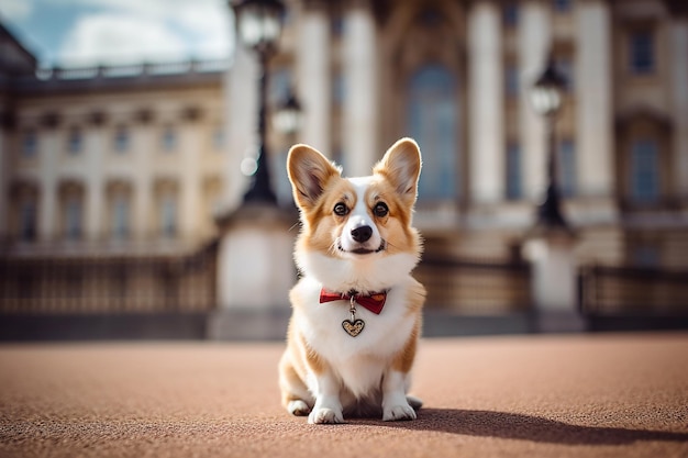 cute corgy in the castle