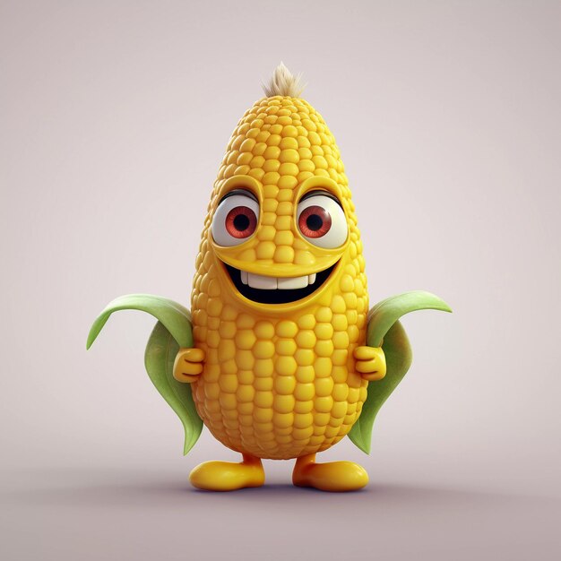 Cute corn happy cartoon character