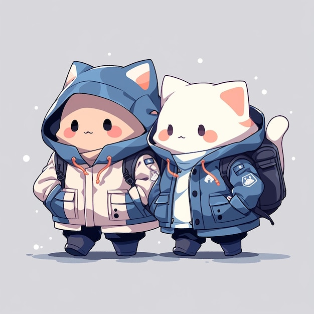 cute couple cat with jacket