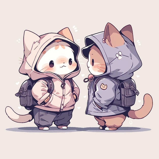 cute couple cat with jacket