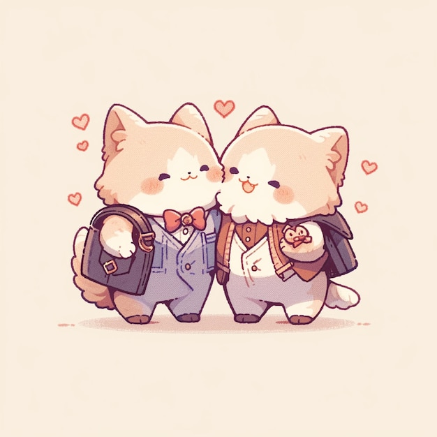 cute couple cat with money