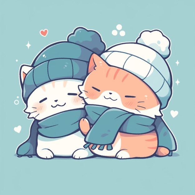 Photo cute couple cat with new year