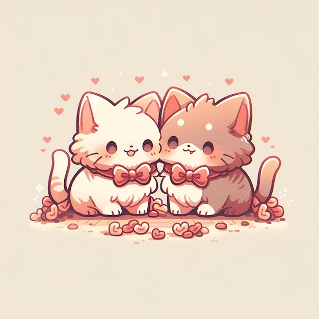 Cute couple cat with valentine