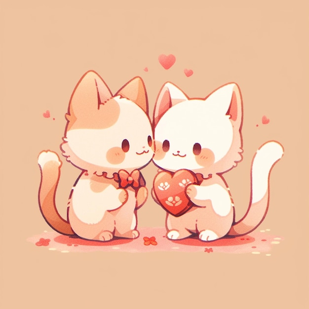 cute couple cat with valentine