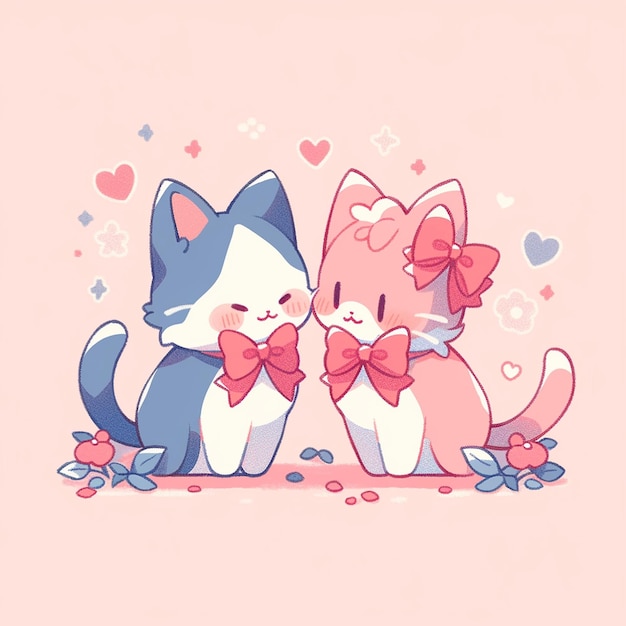 Cute couple cat with valentine