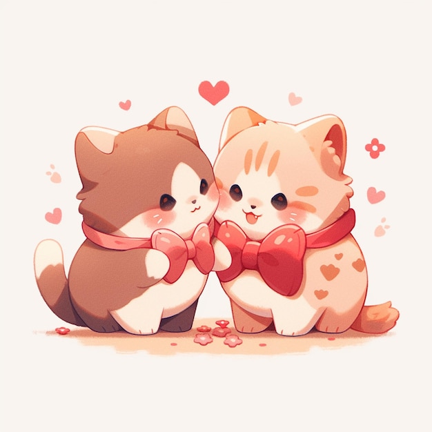 cute couple cat with valentine