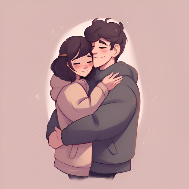 cute couple drawn