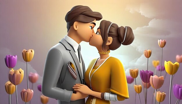 Cute couple kissing in Romantic mood