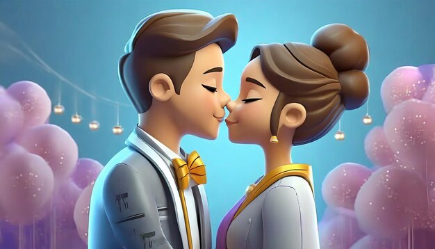 Cute couple kissing in Romantic mood