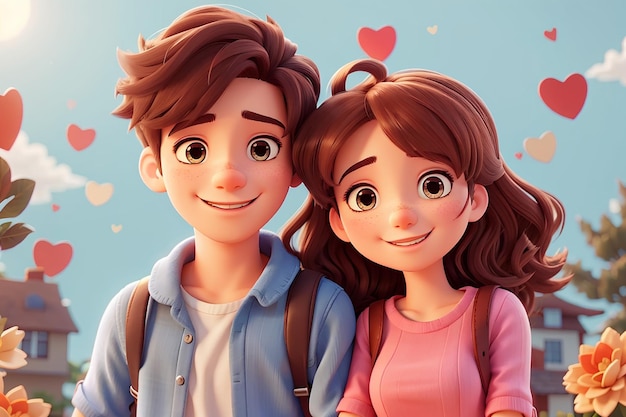 Cute couple in love cartoons