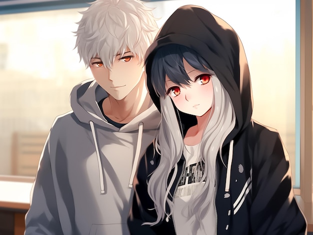 Premium AI Image  Cute couple in love Romantic wallpaper Cartoon style  characters Anime manga style Ai Generated