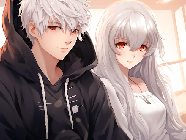 Premium AI Image  Cute couple in love Romantic wallpaper Cartoon style  characters Anime manga style Ai Generated