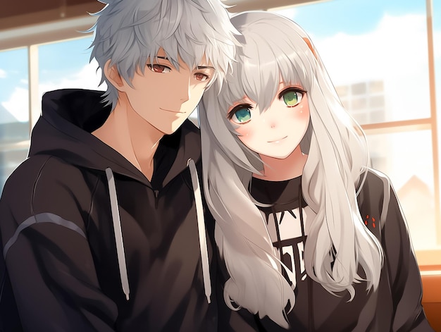 Premium AI Image  Cute couple in love Romantic wallpaper Cartoon style  characters Anime manga style Ai Generated