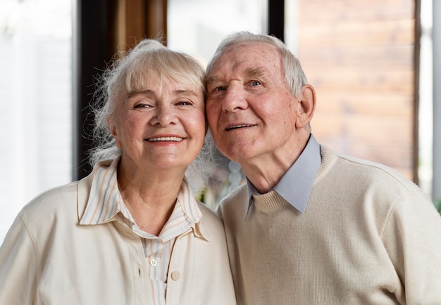 Cute couple of senior people at home