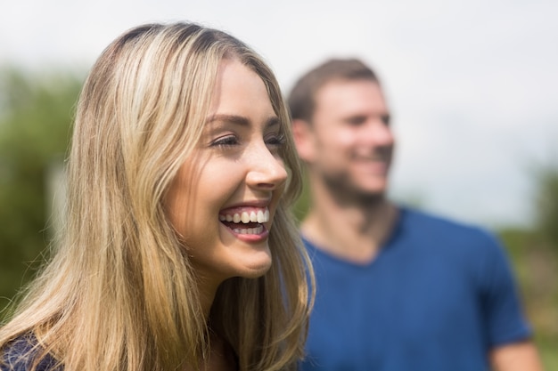 Cute couple smiling and laughing