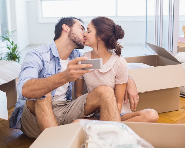 Cute couple taking a selfie