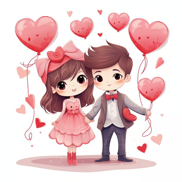 Cute couple Valentine's day collection element on white background