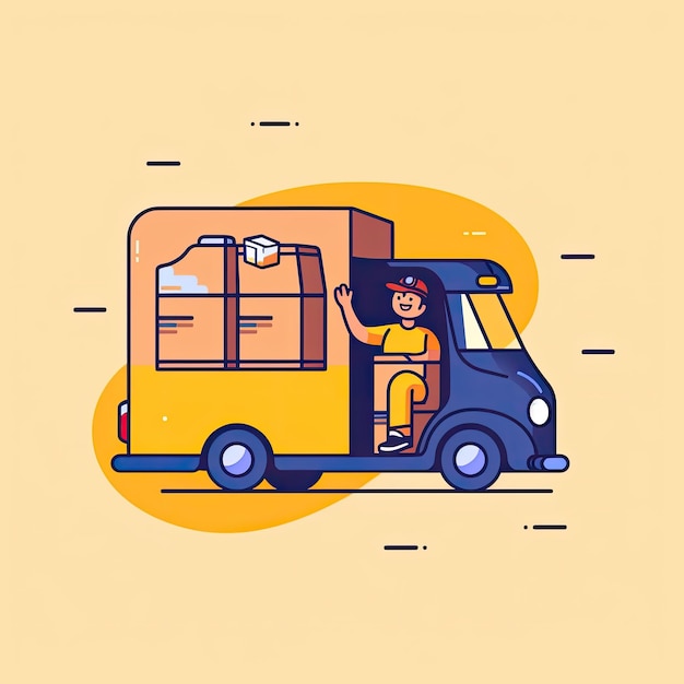 Cute Courier Delivery Package Cartoon Icon Illustration People Transportation Icon Concept Isolated