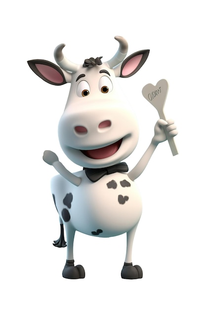 Cute Cow cartoon character isolated on white or transparent background