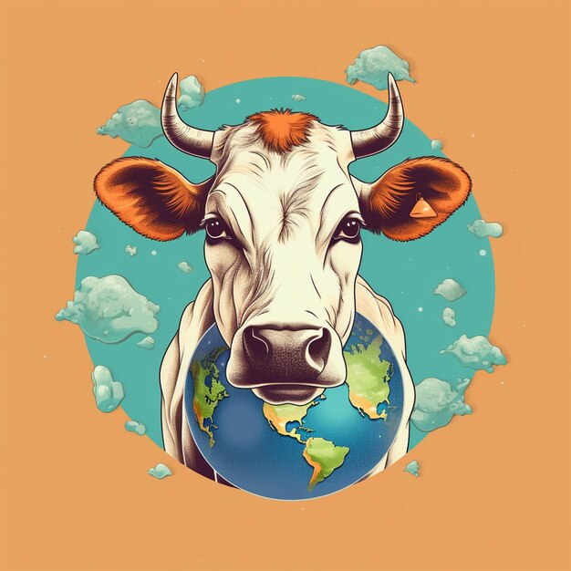 Photo cute cow illustration