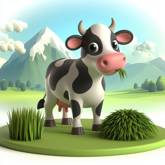 cute Cow in a mountainside