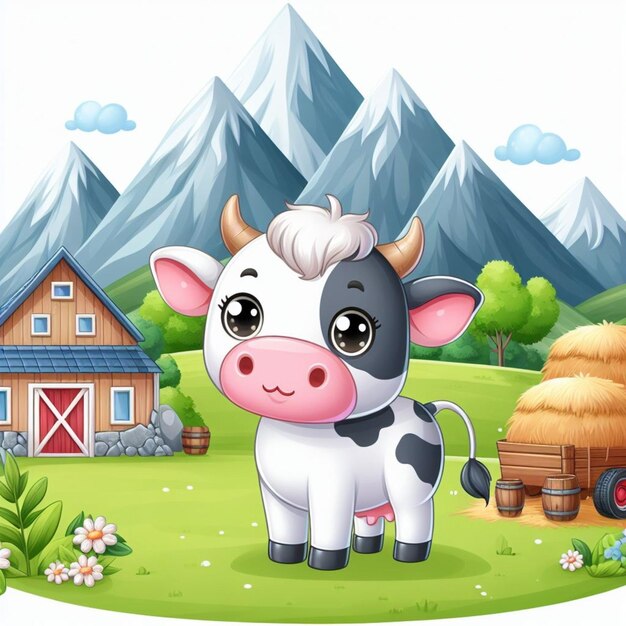 cute Cow in a mountainside