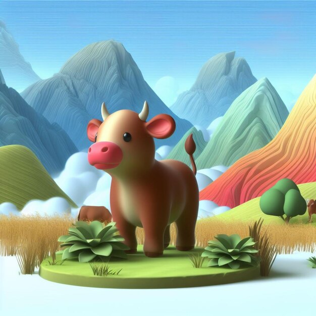 cute Cow in a mountainside