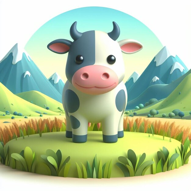 cute Cow in a mountainside