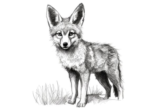 Cute Coyote drawing on white background generative AI