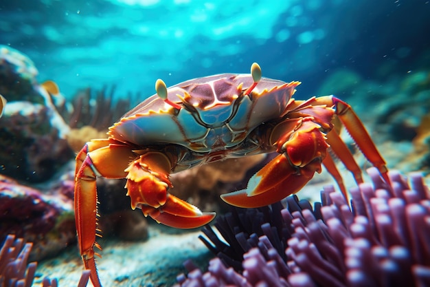 Cute crab on a coral reef